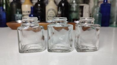 369 - Set of 3 Vintage Collectible Decorative Clear Glass Small Helena Ribinstein Cosmetics Bottles