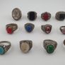 Antique Rings Lot 15 Mixed Brass, Stone & Glass Rings Image 10