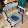 Folding Commode Chair with Armrests & Removable Bucket Image 2