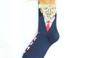 Spoof Funny President Donald Trump Socks With 3D Fake Hair Crew Socks Mens Compression Socks Streetwear Hip Hop