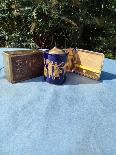 Vintage Colibri table lighter and Two cases