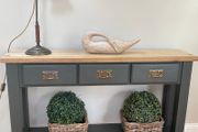 Reworked console table with oak top