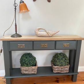 Reworked console table with oak top
