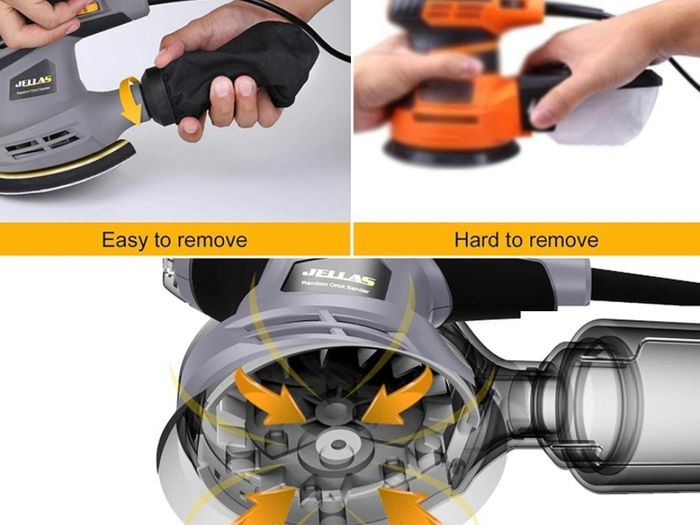 6 Variable Speed Orbit Sander, 12 Pcs Sandpapers,Dust Collection Bag, 360 Degree Rotating Sanding Base Plate, Electric Sander,OS280-SD (FREE POSTAGE)