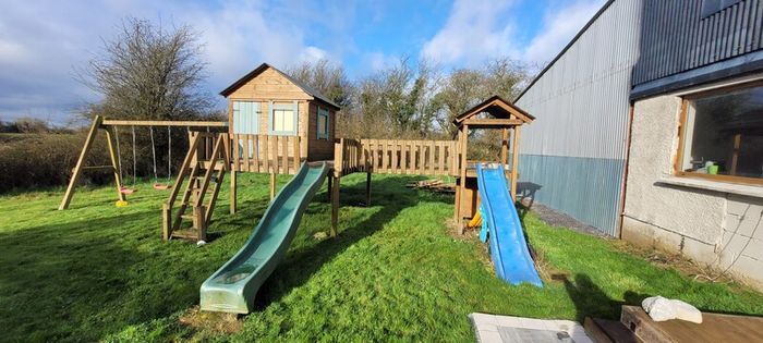 Large Wooden Jungle Gym / Playset with Swings, Slides & Waterproof Playhouse