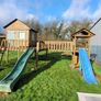 Large Wooden Jungle Gym / Playset with Swings, Slides & Waterproof Playhouse Image 2