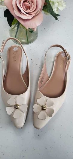 KENSIE beige sling backs with floral detail Sz 7UK