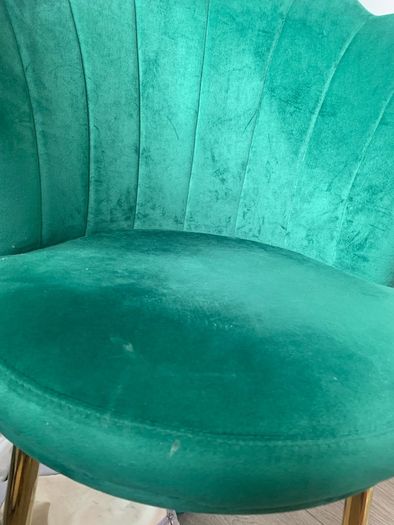 Green velvet shell chair