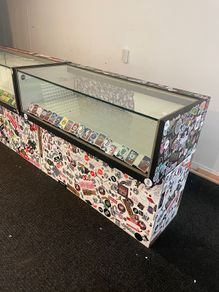 Shop Glass Display Counter x 2 Heavy Wood and Glass