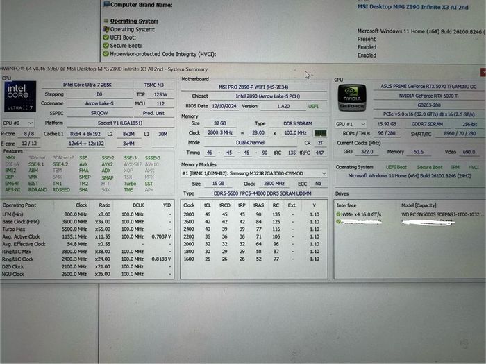 Gaming PC Intel Core Ultra 7 265K, Nvida RTX 5070ti