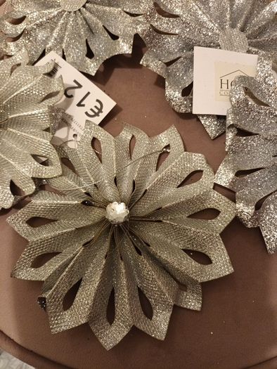 5 x luxury silver christmas hanging decorated with gems