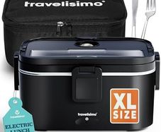 Extra-Large Heated Lunch Box Holds up to 1.8L 80W Electric Lunch Box, Stainless Steel Heated Lunch Boxes for Adults 3 in 1 for Car, Electric