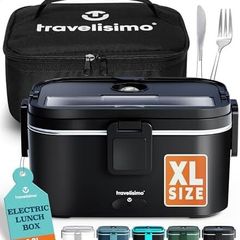 Extra-Large Heated Lunch Box Holds up to 1.8L 80W Electric Lunch Box, Stainless Steel Heated Lunch Boxes for Adults 3 in 1 for Car, Electric