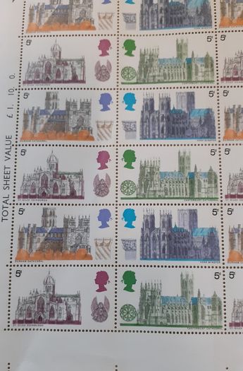 Sheets of Vintage UK Postage Stamps
