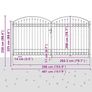 Fence Gate Double Door with Arched Top Steel 400x200 cm Black Image 6
