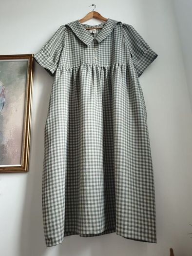Pure Linen Gingham Dress Size Xl