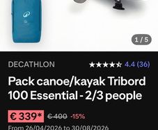 Pack canoe/kayak Tribord 100 Essential - 2/3 people