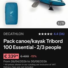 Pack canoe/kayak Tribord 100 Essential - 2/3 people