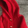 Handknit red chunky hoody Image 3