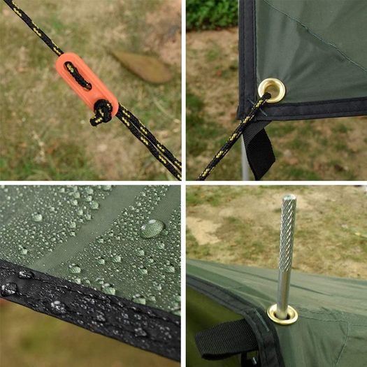 amping Tarp, Waterproof Hammock Tarp Rain Fly Lightweight Tent Tarp Shelter With LED Light for Camping Hiking Backpacking Traveling