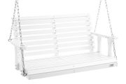 Wooden Porch Swing 4 ft, Patio bench swing for Courtyard &amp; Garden, Upgraded 880 lbs Strong Load Capacity, Heavy Duty Swing Chair Bench with Hanging Chains for Outdoors, White