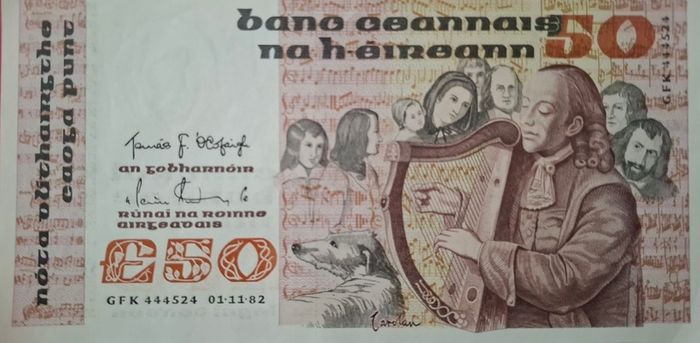 50 Pound 1982 Irish Carolan Banknote