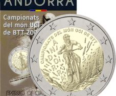 Andorra 2 Euro Commemorative Coin 2024 - UCI Mountain Bike World Championships. Coincard. BU