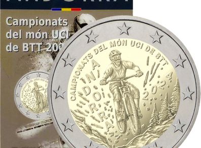 Andorra 2 Euro Commemorative Coin 2024 - UCI Mountain Bike World Championships. Coincard. BU
