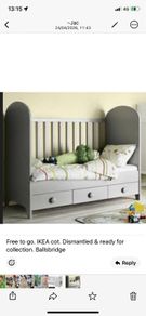 Cot , grey colour with drawers - 70 x 140