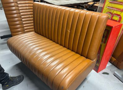 Tan leather ribbed banquette booth seating 4 available 800EUR Eacb