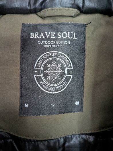 Brave Soul Womens Khaki Hooded Parka Coat Faux Fur Trim Size 12 Outdoor