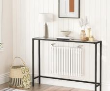 Tempered Glass Sofa Table, Slim Hallway Table, 100 x 22 x 80 cm, Modern Display Glass Console Table, for Living Room