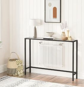 Tempered Glass Sofa Table, Slim Hallway Table, 100 x 22 x 80 cm, Modern Display Glass Console Table, for Living Room