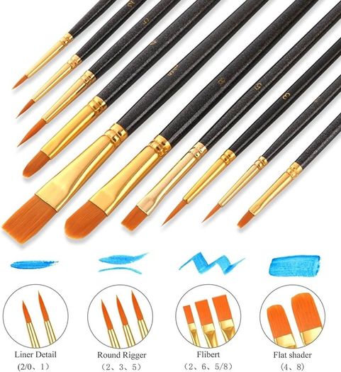 NEW SALE | Paint Brushes Set,10 PCS Professional Painting Brushes,Artists Paint Brushes,Brushes for Acrylic Painting,for Artists, Adults & Kids