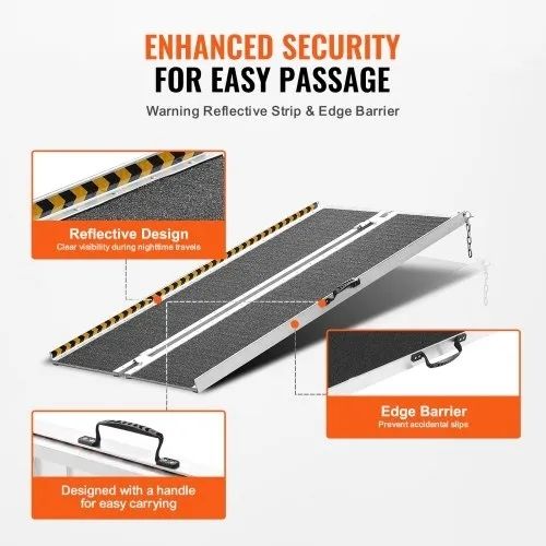 Wheelchair Ramp, 121.9 cm 362.9 kg Capacity, Non-Slip Aluminum Folding Threshold Ramp