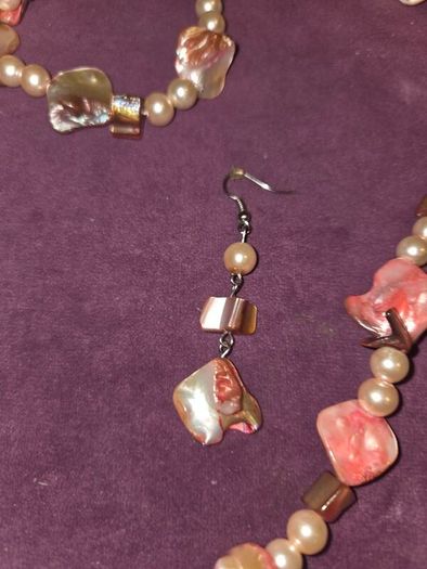 Natural Sea Shell and Pearl Necklace and earring set