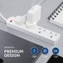 DESIRETECH White Electric Extension Lead - 4 Gang, 1 Metre Cable with UK Plug & 3 Pin Socket - Wall Mountable & Multi Socket Mains Strip for Home, Bedroom, Kitchen, & Office (1 Pack) Image 3