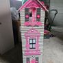 Large 3 Storey Wooden Dolls House  Pink & White Image 3