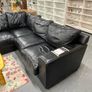 Black Faux Leather Corner Sofa Image 2