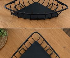 Bathroom Corner Shower Basket - Black Color 19.9cm