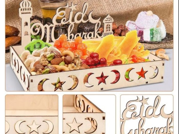 Brand new Eid Mubarak plate wooden tray,