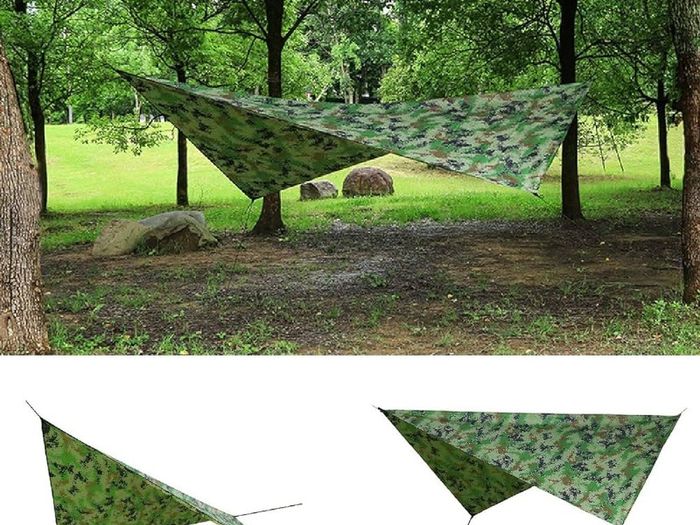 NEW SALE | Hammock Camping Tarp Rain Fly, Waterproof Tent Footprint Shelter Canopy Sunshade Cloth Picnic Mat for Outdoor Awning Hiking Beach Backpacking - Included Guy Lines & Stakes