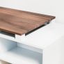 NEW SALE | Industrial Coffee Table Vintage Wooden and Metal Living Room Coffee Table with Storage Shelf Accent Furniture (White and Rustic Brown Image 2