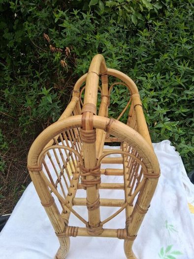 Vintage Bamboo and Rattan Magazine Rack