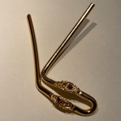 Gold vintage hair fork with purple stones