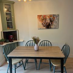 Upcycled Solid Wood Dining Table - Hand Painted White Coffee Whitewash - Modern Rustic - One of a Kind