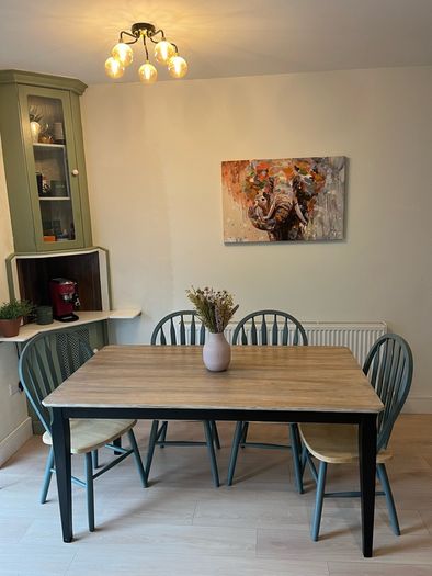 Upcycled Solid Wood Dining Table - Hand Painted White Coffee Whitewash - Modern Rustic - One of a Kind