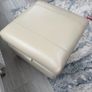 Cream Leather Pouffe Image 3