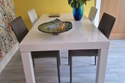 Dining Table+6 White Leather Dining Chairs