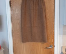 Gallery  A-Line Faux Suede  Tan A-Line Skirt. S. 12 . New - No Tag.